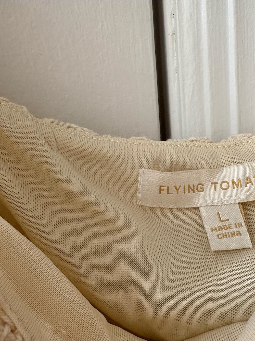 Flying Tomato Light Cream Sleeveless Blouse